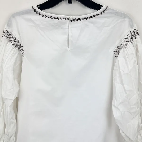 Madewell Embroidered Poplin Balloon Sleeve Top Blouse Cotton White Medium NWT - Image 14