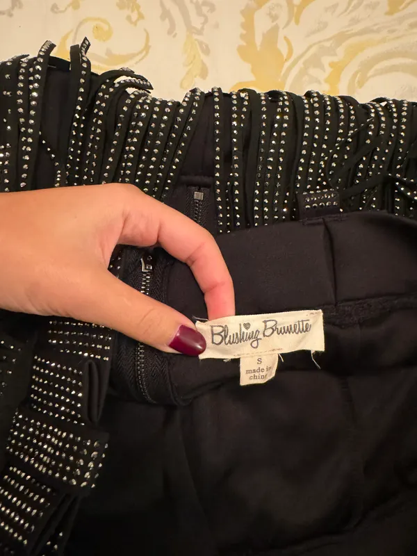 Blushing Brunette Black Fringe Skirt - Image 3