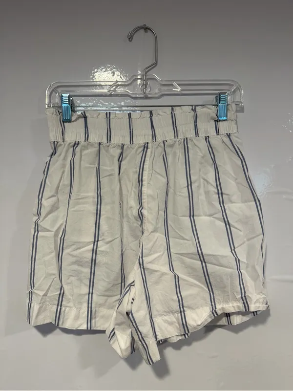White & Navy Stripe Aerie‎ Boxer Casual Elastic-Waist Shorts - Image 4