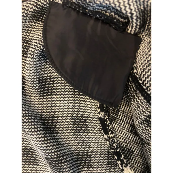 Liz Baker Cardigan L Black White Gingham Check Gold‎ Button Retro Dark Academia - Image 7
