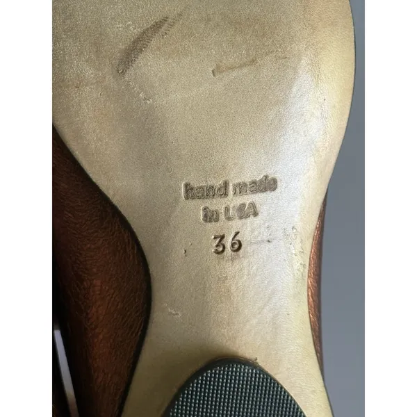 CYDWOQ Stage Flat Leather Mary Janes 36 Copper Art to Wear Shoes Handmade In USA - Image 6