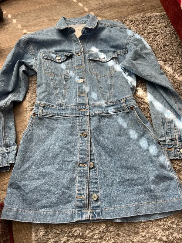Abercrombie‎ & Fitch Denim Shirt Mini Dress Long Sleeve Utility Western S - Image 2