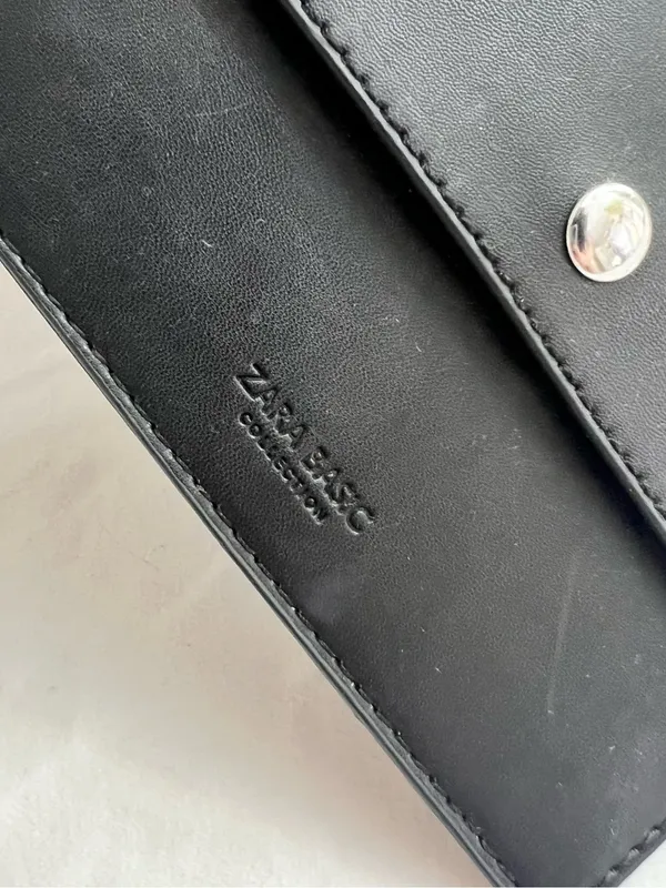 Zara Black Leather Tote with Silver O-Ring Handle - Image 8