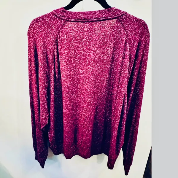 PINK Burgundy Long Sleeve Stretch Knit Top w Gold Logo Size L p-p 25 s-h 23 - Image 4