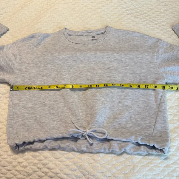 All in Motion Gray Cropped Sweatshirt Size XS Thumbholes Tie Hem Comfy - Image 7