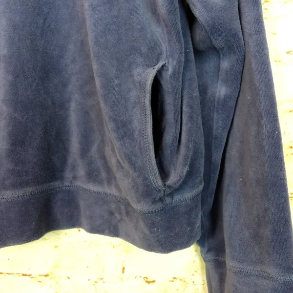 Aerie Hoodie Women XXL Blue Velour Crop Zip Up Raglan Sleeves Pockets Lounge - Image 6