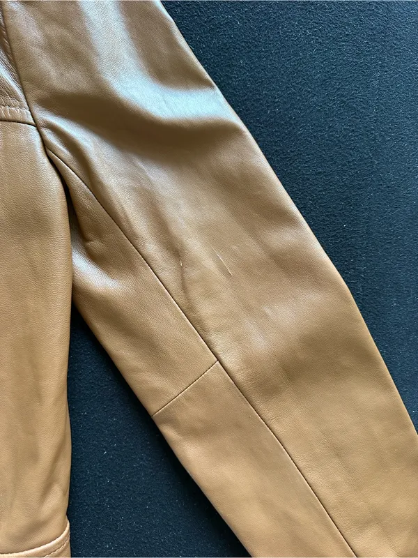 Michael Kors Genuine Leather Moto Jacket – Camel – Women's Size M - Image 5