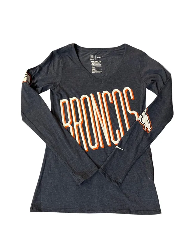NEW Nike Denver Broncos Womens Long Sleeve Tee Small Navy NFL - Image 3