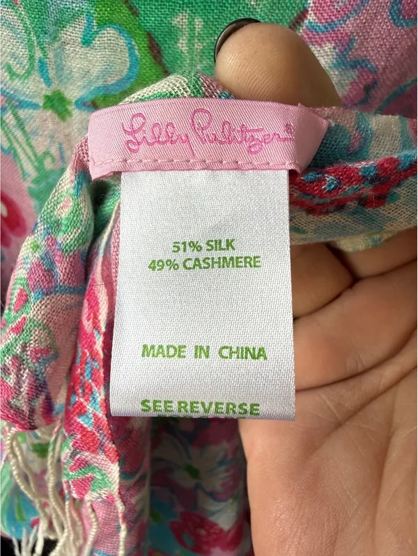 Lilly Pulitzer Floral Silk Cashmere Shawl Wrap - Image 3