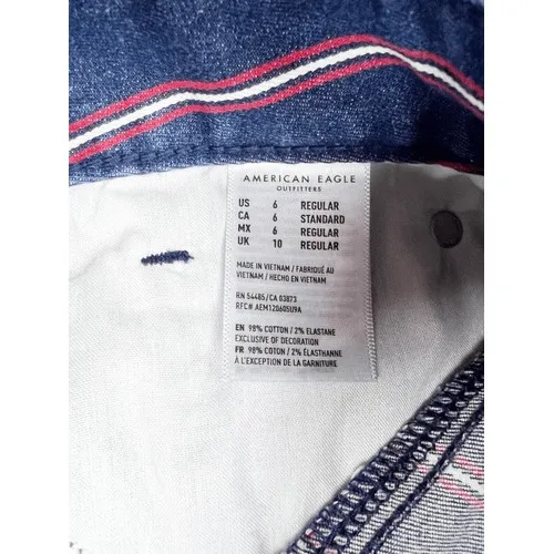American Eagle Blue and Red Striped High Rise Mini Denim Jean‎ Skirt Size 6 - Image 8