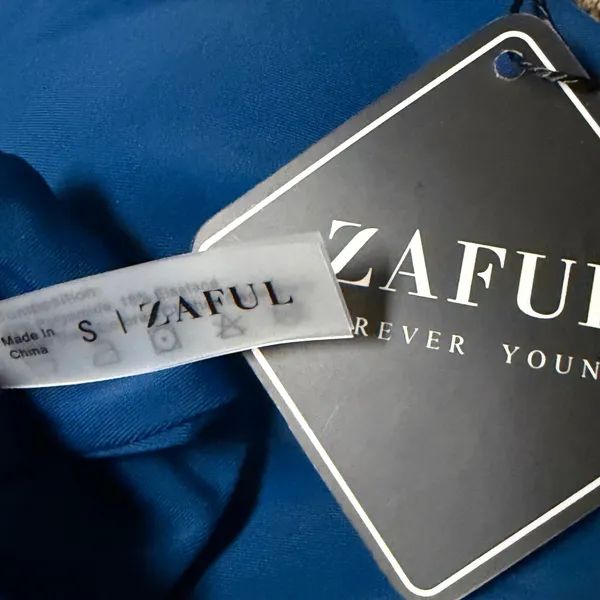 NWT Zaful Bikini Set Peacock‎ Blue Triangle Top High Cut Bottom Small - Image 6