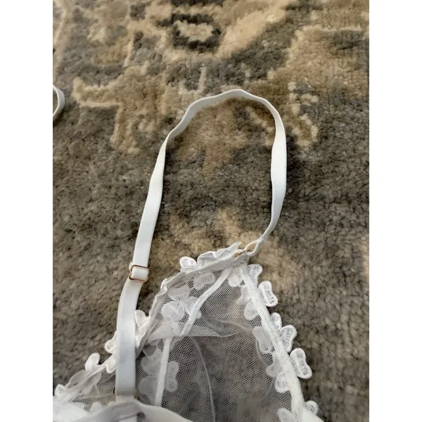 Etam White Sheer White Floral Bralette Sz S NEW - Image 4
