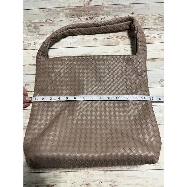 Source Unknown Woven Shoulder Bag Purse Taupe Neutral Spring Trendy - Image 5