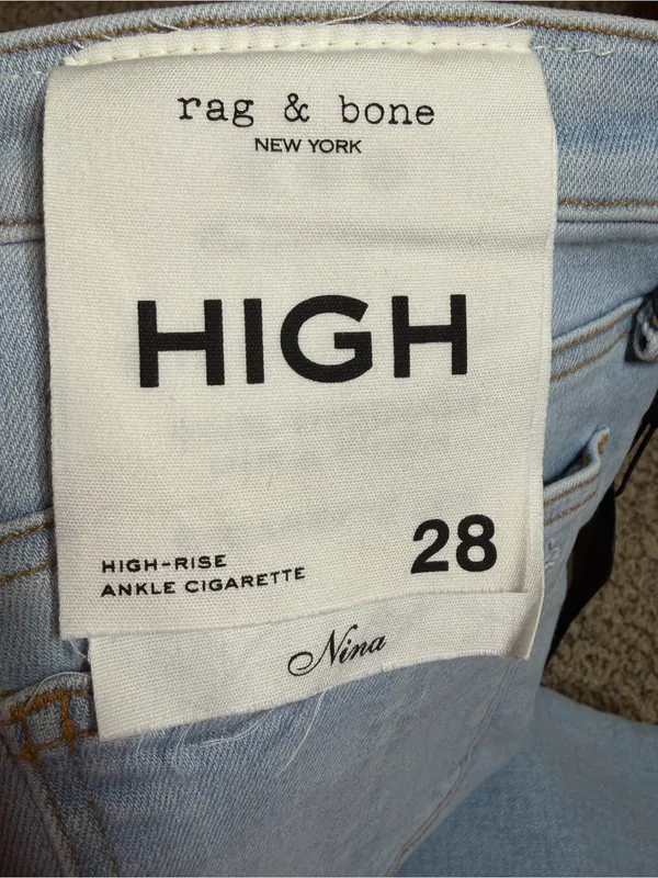 🆕 rag & bone High Rise Ankle Cigarette Jeans size 28, Nina - Image 4