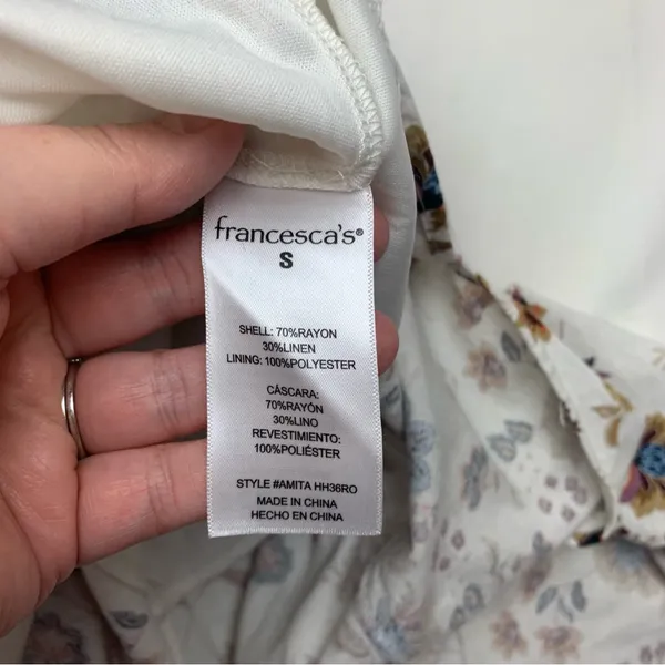 Audrey Parks x Francescas size small floral ivory midi dress cottage romantic bo - Image 9
