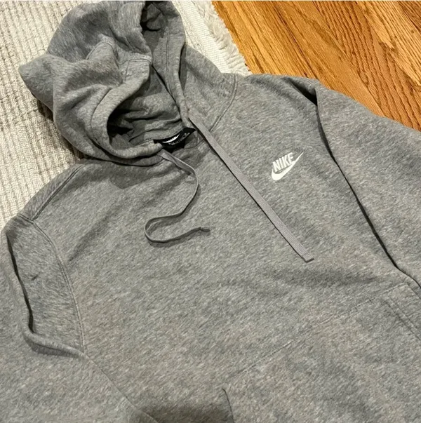 Nike Sportswear Gray Pullover Hoodie Hooded Sweat Embroidered Logo Size XS - Image 3