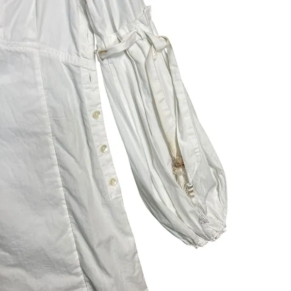 Free People Dress Womens XS White V-Neck Balloon Sleeve Mini Tassel Summer Boho - Image 12