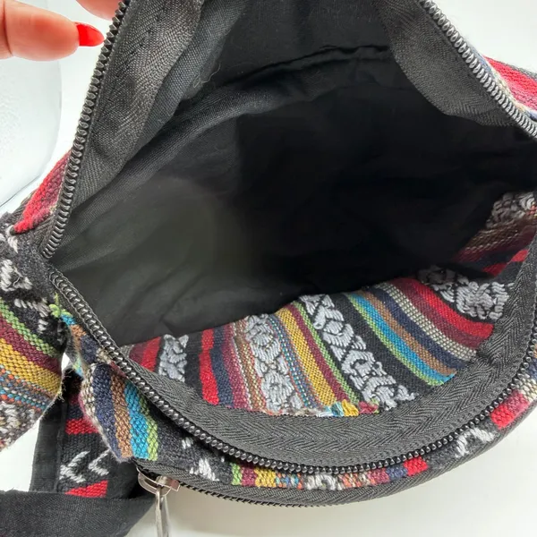 Boho Mushroom Woven Waist Pack Festival Hip Bag Multicolor Striped Fanny Pack - Image 11