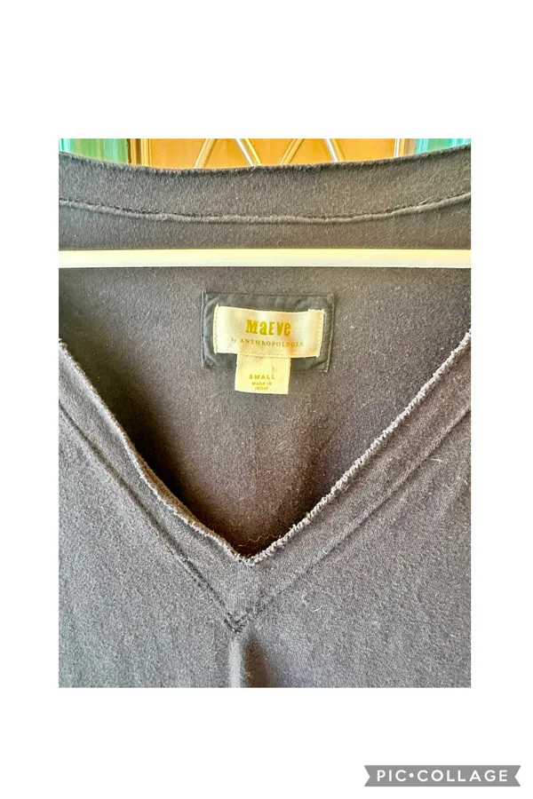 Maeve Anthropologie Top Black Ruffle Louisa Tiered Tee Small - Image 3
