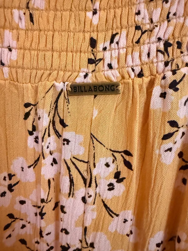 Billabong NWT Floral Yellow Wide-Leg Pants with Faux Wrap on Legs - Image 6