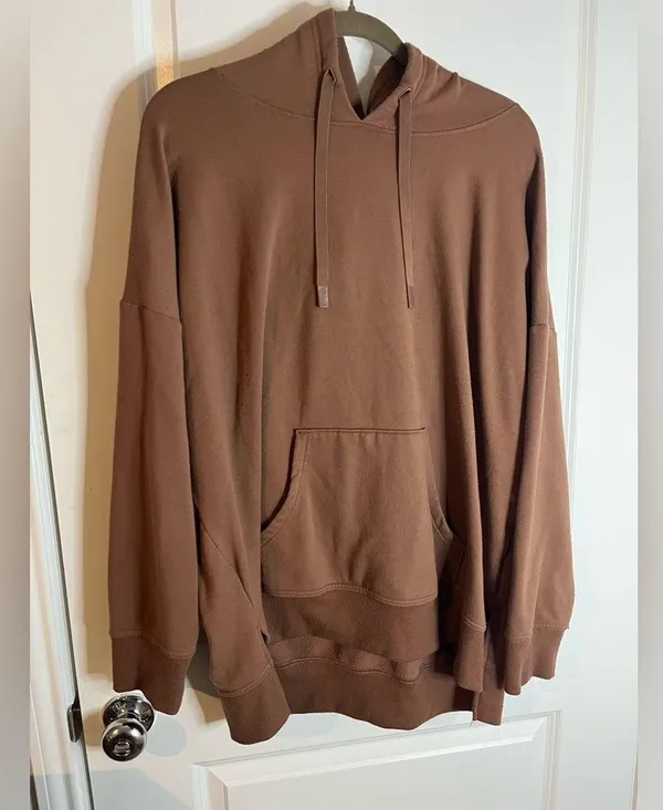 Athletic Works Lined Brown Hoodie Spandex Comfy Drawstring Pocket Unisex Sz XXXL - Image 3