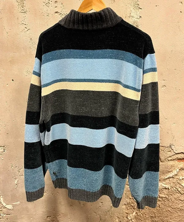 PJ Mark Vintage 90s Blue Chenille Knit Mock Neck Oversized Sweater Y2K Relaxed - Image 5
