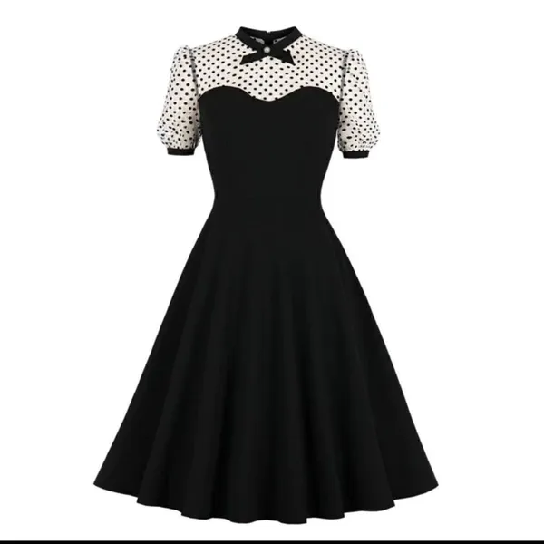 Women’s Black with Polka Dot Dress 1950’s Retro Style Size L NEW - Image 13