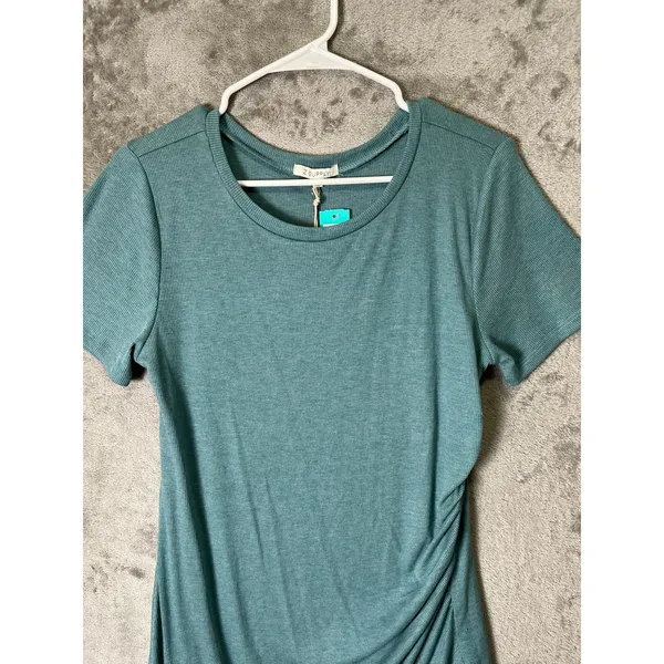 Z Supply Hayat Eco Knit Dress Teal Green Ribbed Sleeveless Midi Dress Size L New - Image 2