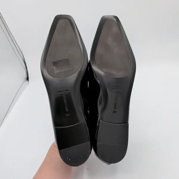 Marion Parke Black Patent Leather Square Pointed Toe Penny Loafer Women 39 Italy - Image 7