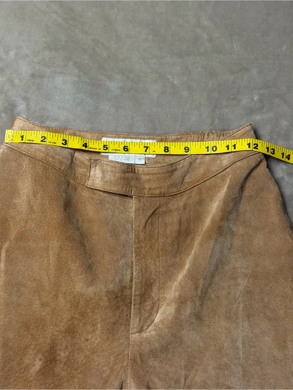 Margaret Godfrey Vintage Leather Suede Tan Pants - Size 4 - Image 9