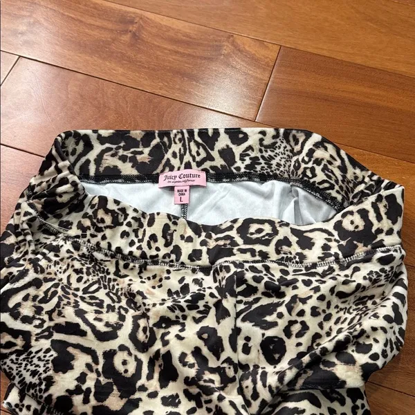 NWT Juicy Couture Ocelot Velour Animal Print Tracksuit Hoodie & Shorts Set Y2K L - Image 11