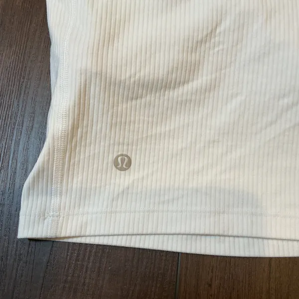 Lululemon Ribbed One-Shoulder Yoga Tank Top Cream LW1ESSS Size 2 Activewear - Image 2