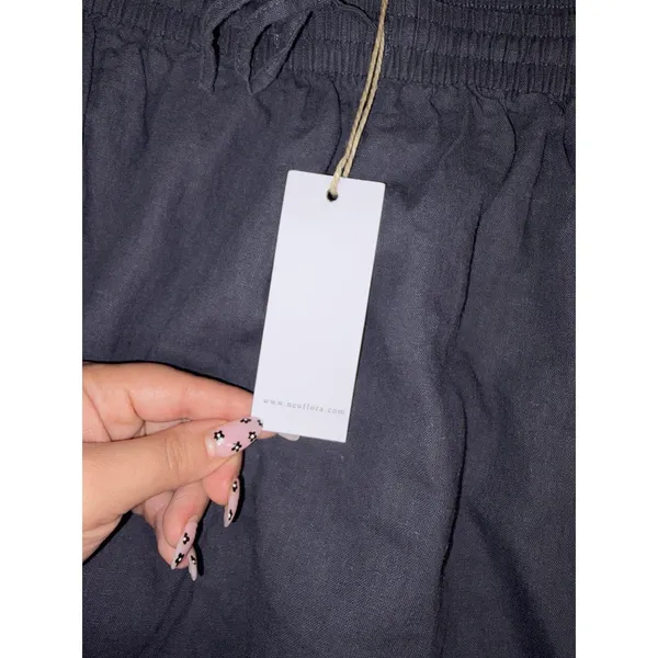 NWT neuflora skirt linen pockets navy full long skirt L - Image 4