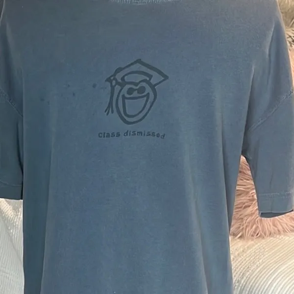 Life is Good Tee Graduate Short Sleeve Shirt Blue Cotton Womens Men Small - Image 3
