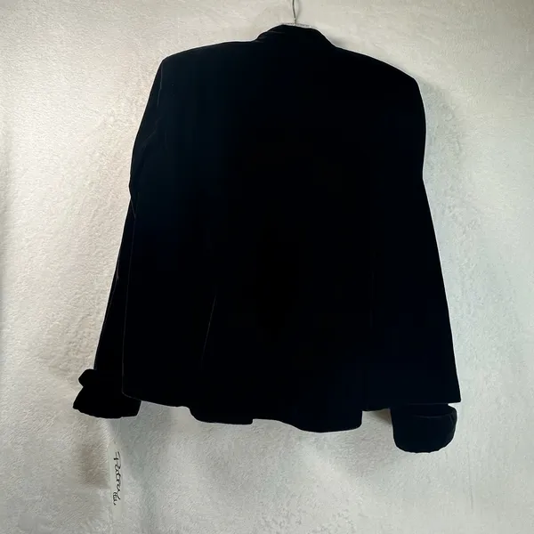 Patra Black Velvet Open Front Evening Jacket Cuffed Sleeves Made in USA Size L - Image 2
