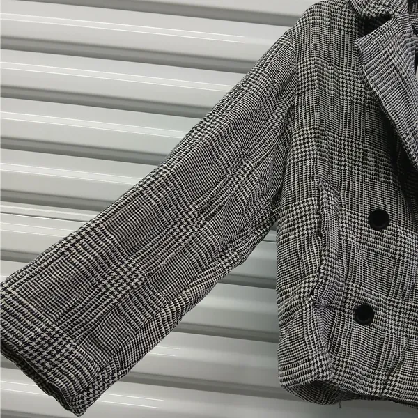 ZARA Womens Cropped Jacket XS Black White Houndstooth Plaid Preppy Chic Academia - Image 6
