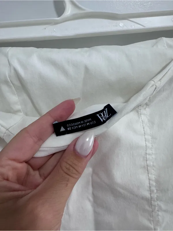Zara Cream Strapless Crop Top - Image 5