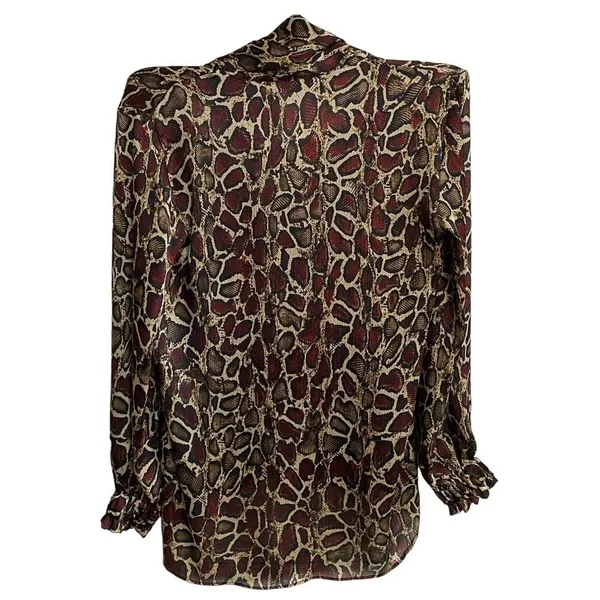 ZARA WMN'S Animal Print‎ Shirt Flowy V-neck Top Blouse S NWOT - Image 10