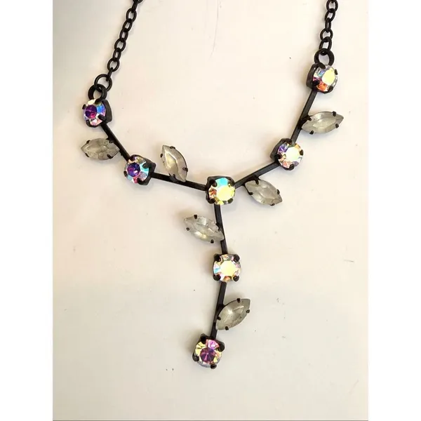 Black Metal Aurora Borealis Y-Necklace - Image 8