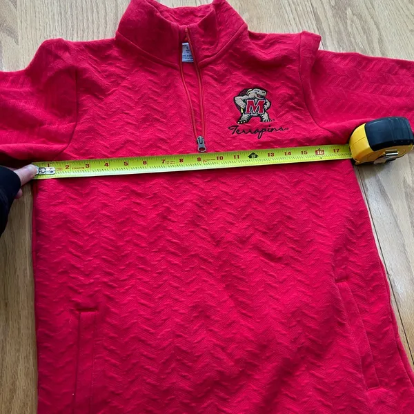 Champion Maryland Terrapins Women's Small 1/4 Zip 3/4 Sleeve Pullover Red‎ Knit - Image 7