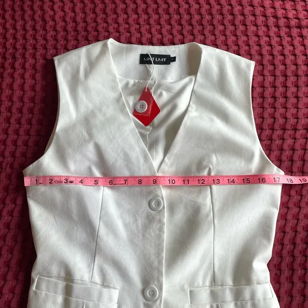 MINT LIMIT White Linen Blend Button Front Utility Vest Size S NWT - Image 8
