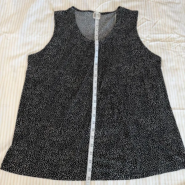 business casual preppy Anne Klein black & white polka dot tank top blouse shirt - Image 7