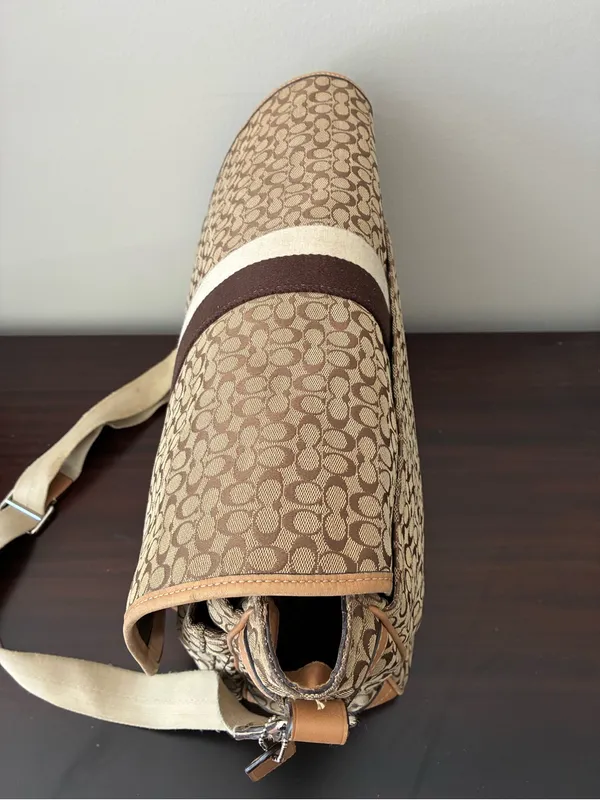 Coach Signature Voyager Cross Body Messenger Bag F70183 Jacquard / Leather - Image 13