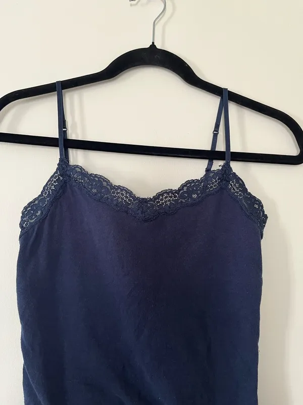 Aeropostale Navy Lace Trim Cami Tank Top Womens Medium Layering Basic 2000s - Image 2