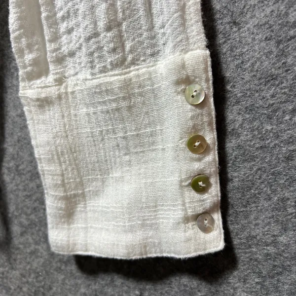 Hem &‎ Thread Ivory Lace Panel Gauze Button Down Shirt Large Boho Romantic Sheer - Image 9