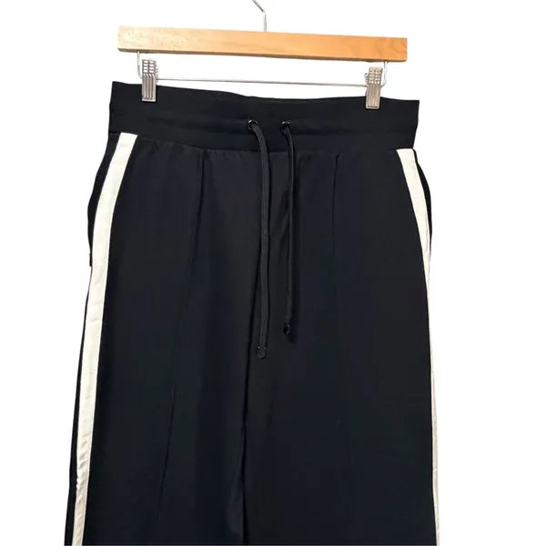 M&S Collection Womens Black Wide Leg Side Stripe Trousers Regular Size 8 US - Image 3