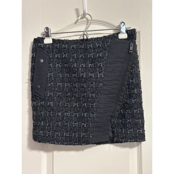 Rag & Bone Flight Tweed Wool Mini Asymmetric Skirt Coquette Academia Preppy Zip - Image 3