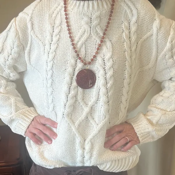 Cozy Cream Chenille Cable Knit Sweater - Image 5