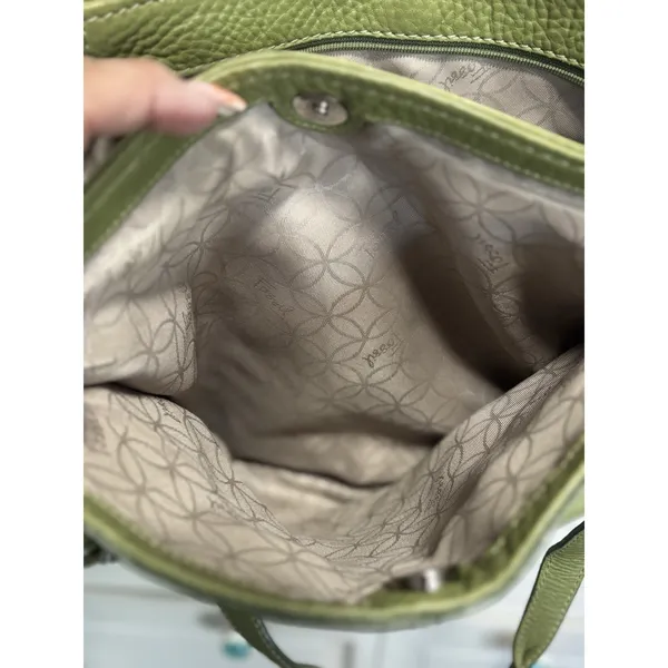 Fossil Pebble Satchel Green Leather Top Zip Double Strap‎ Sev Pockets - Image 5