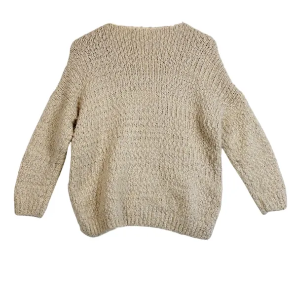 Altar'd State Sweater Womens S/M Beige Oversized Boucle Knit V-Neck Slouchy - Image 3